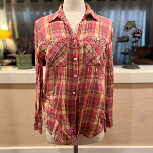 Ralph Lauren Denim & Supply RL Boyfriend Plaid Button Down Shirt Size Large